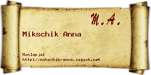 Mikschik Anna névjegykártya